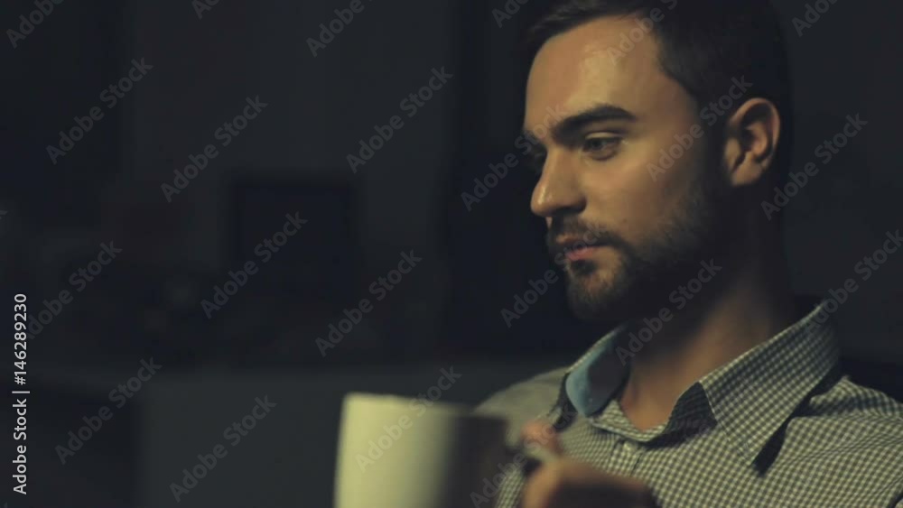 Concentrated man working on the computer Concentrated man working on the computer