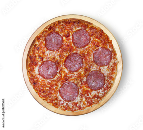Salami pizza. This picture is perfect for you to design your restaurant menus. Visit my page. You will be able to find an image for every pizza sold in your cafe or restaurant.  
