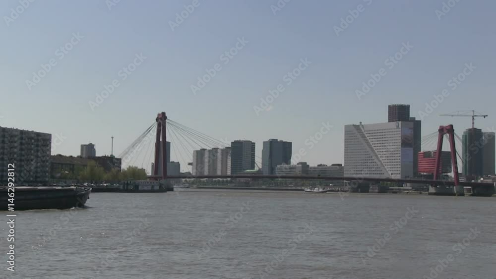 The river Maas through downtown Rotterdam, skyscrapers on the river bank, the Netherlands - 3 The river Maas through downtown Rotterdam, skyscrapers on the river bank, the Netherlands - 3