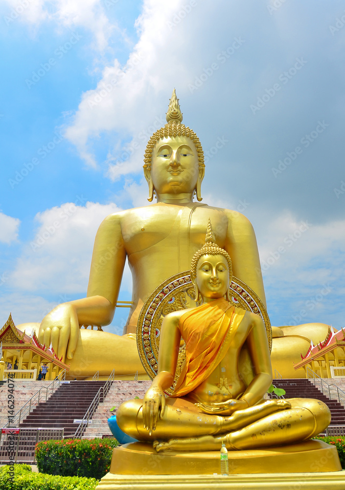 Buddha statue big golden background gold temple Buddha statue big golden background gold temple
