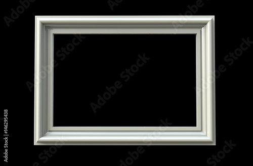 3d rendering of  isolated modern hanging silver color photo frame on a black background © dandesign86