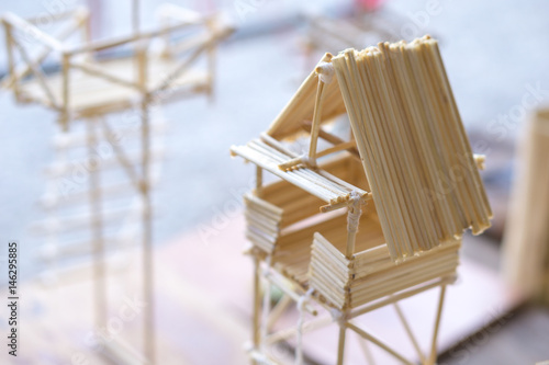 A small construction made from wood stick photo