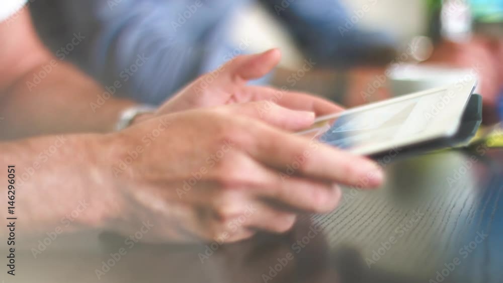 Close Ups Of Using A Tablet At A Business Meeting at the coffee shop, 4K - 4 Close Ups Of Using A Tablet At A Business Meeting at the coffee shop, 4K - 4