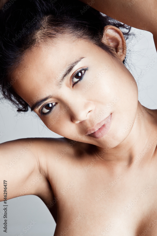 Beautiful asian woman with natural makeup. Close-up