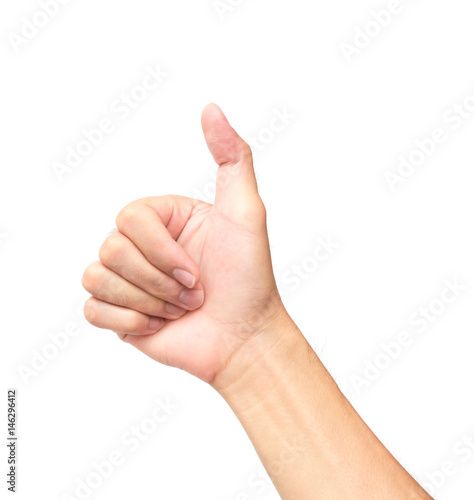 Thumb finger with pain on white background, health care and medical concept
