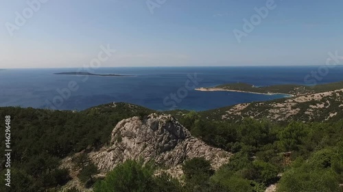 Wallpaper Mural Aerial view from a rocking mountains with a blue sea on a background Torontodigital.ca