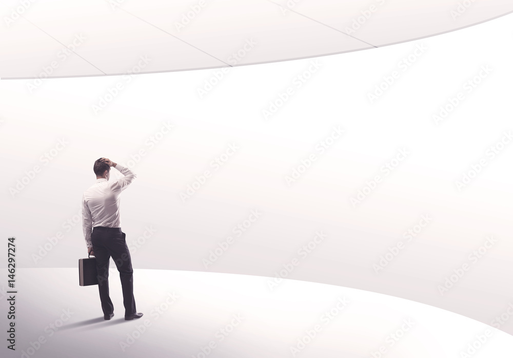Salesman standing with his back concept Salesman standing with his back concept