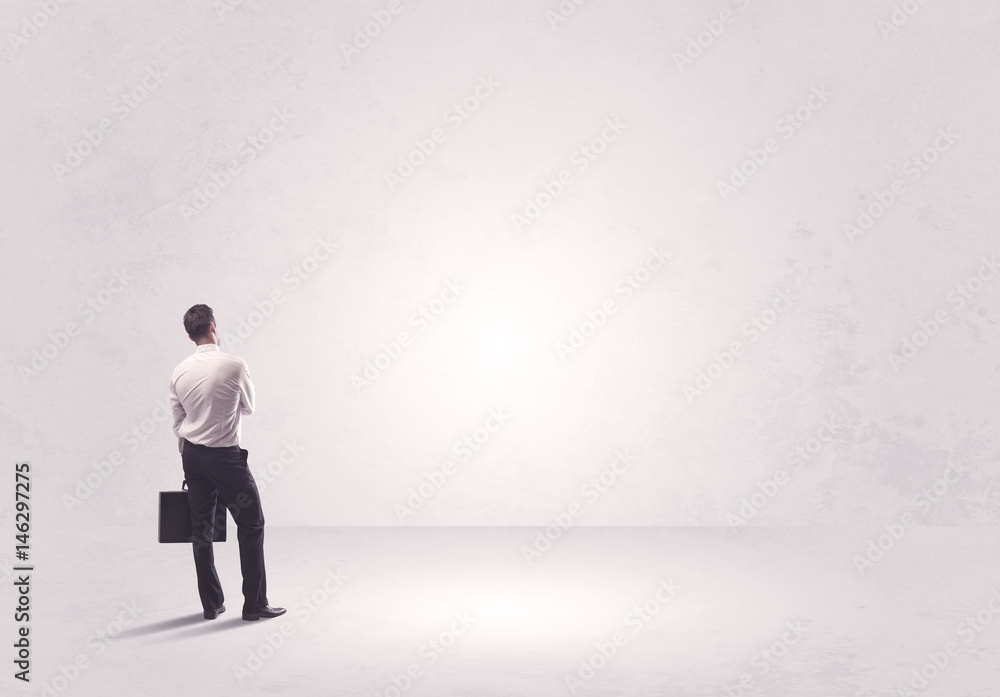 Finance worker standing in pure nothing Finance worker standing in pure nothing