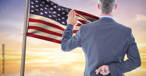 Tableau sur toile pledge allegiance to the flag with the fingers crossed