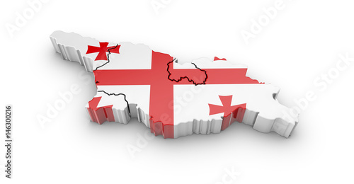 Fotografie Map of Georgia with flag and shadow on white background