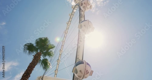 The view of the Las Vegas Shopping center and the High Roller, 4K - 3