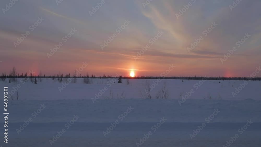 North pole at night, North of Russia