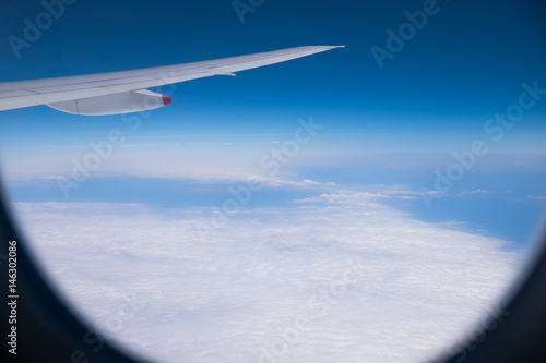 View from window seat of an airplane