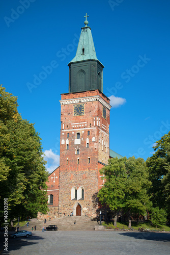 Medieval Lutheran Cathedral (built in the second half of the XIII century) a Sunny day in August. Finland, Turku