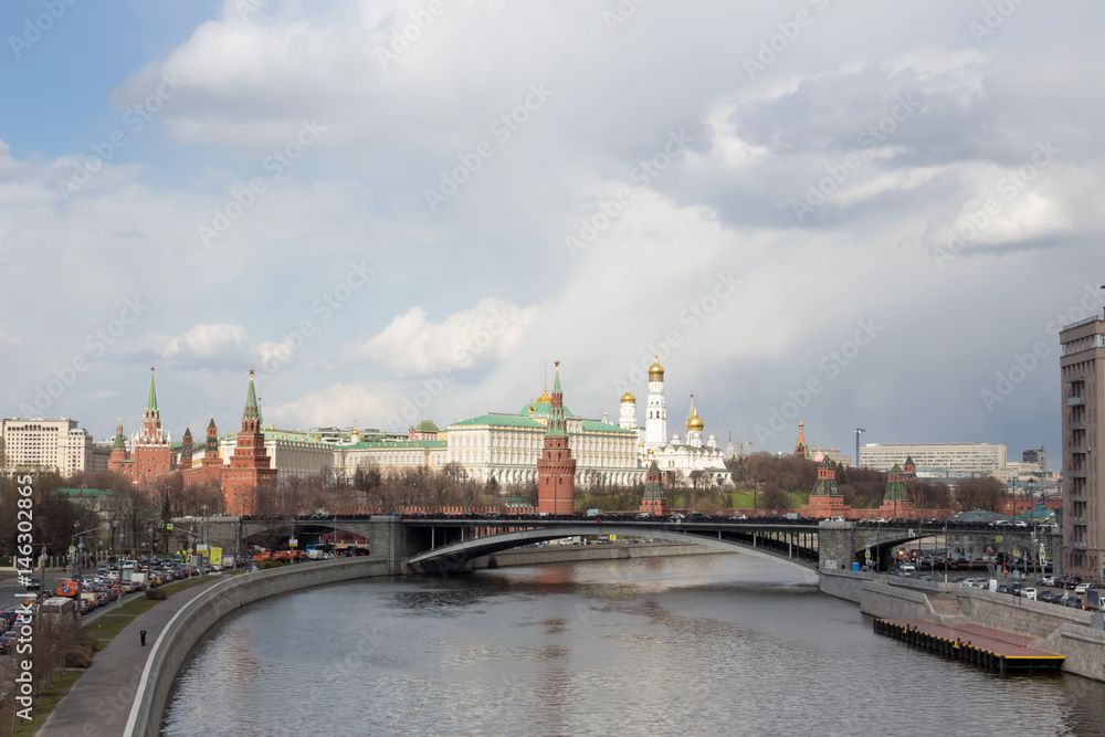 View of architectural ensemble of Moscow Kremlin View of architectural ensemble of Moscow Kremlin
