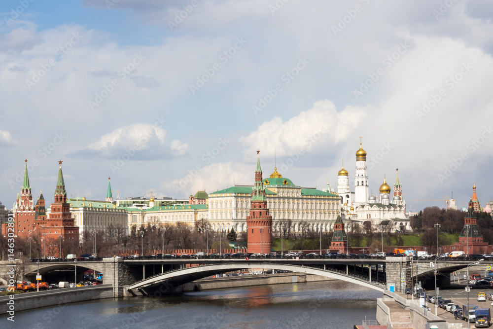 View of architectural ensemble of Moscow Kremlin View of architectural ensemble of Moscow Kremlin