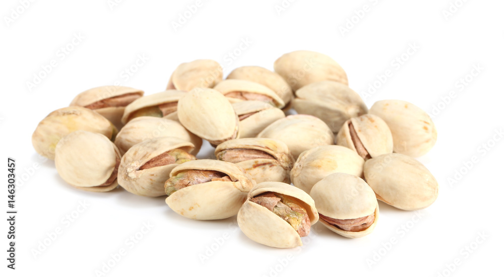 Pistachio nuts. Isolated on a white background.