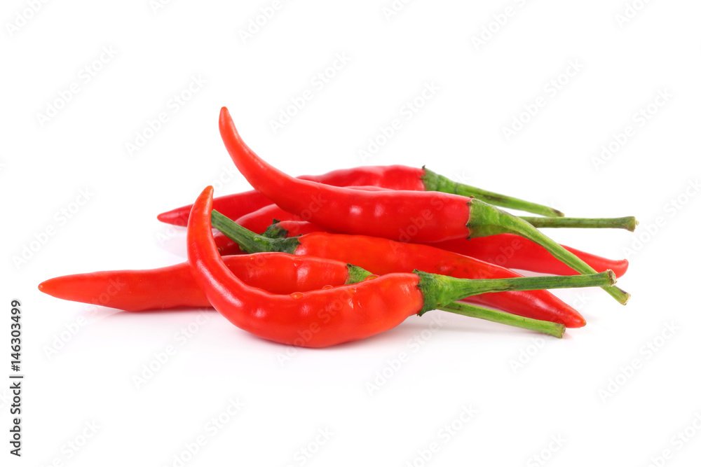 red pepper slices on white background