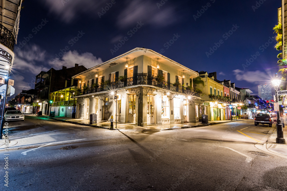 Plexiglas schilderij met Downtown French Quarters New Orleans, Louisiana at Night #146304060