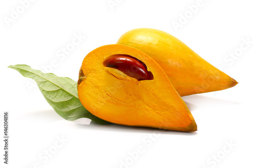 Egg fruit, Canistel, Yellow Sapote (Pouteria campechiana (Kunth) Baehni) on white background photo