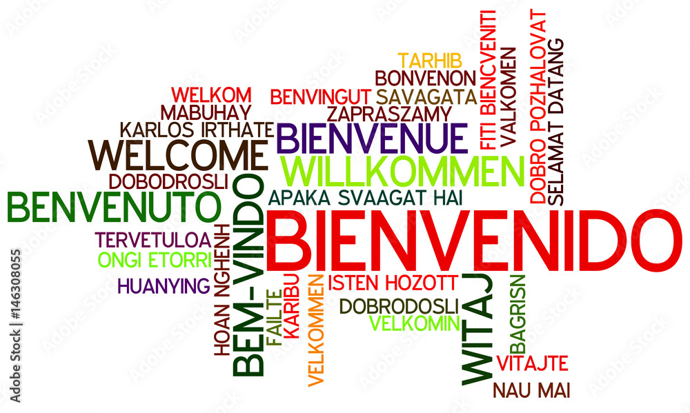 Bienvenido (Welcome In Spanish) Word Cloud In Different Languages,  Conceptual Background Royalty Free SVG, Cliparts, Vectors, and Stock  Illustration. Image 157875590.