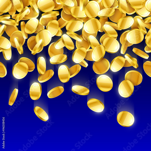 Gold falling 3D coins on co...