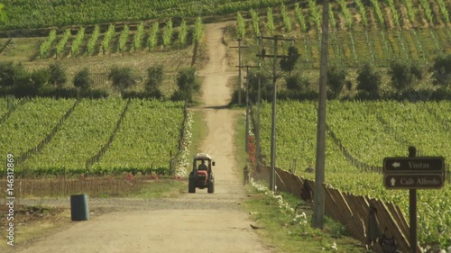 Tractors on the vineyard field,  Santiago, Chilie