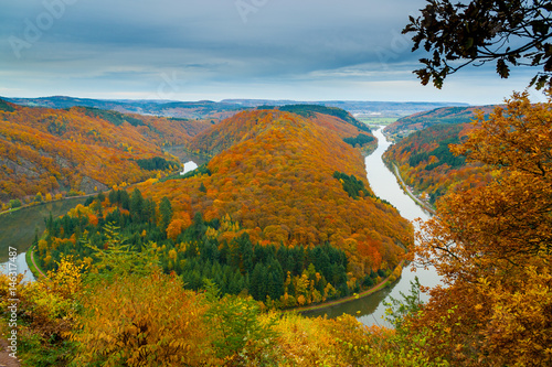 Fototapeta Naklejka Na Ścianę i Meble -  Saarschleife im Herbst