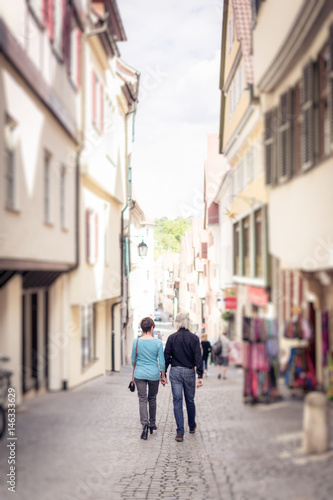 Senior Couple Walking Through Tuebingen