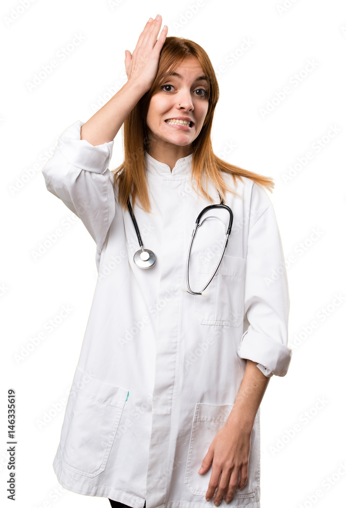 Young doctor woman having doubts Young doctor woman having doubts