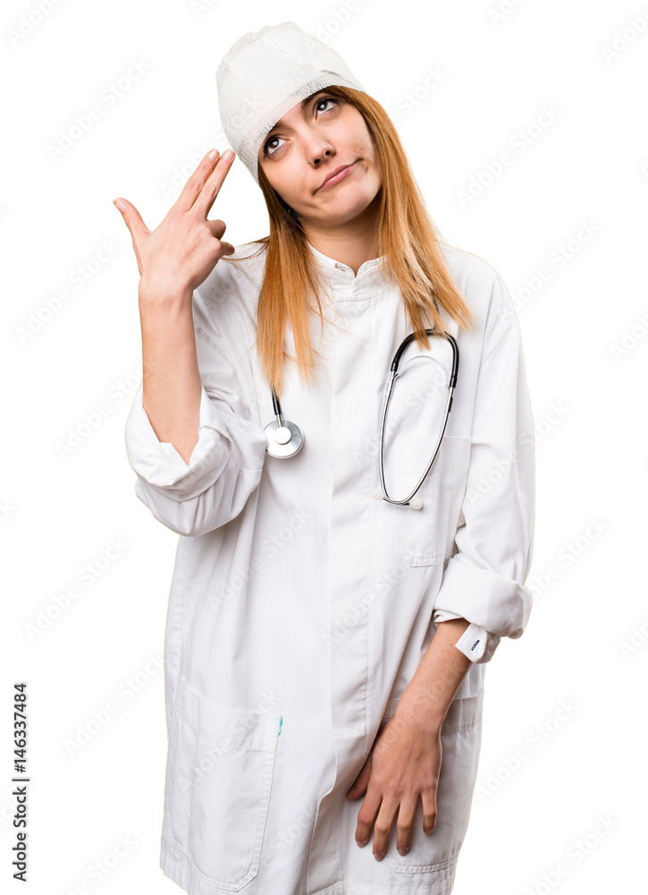 Young doctor woman with headache Young doctor woman with headache
