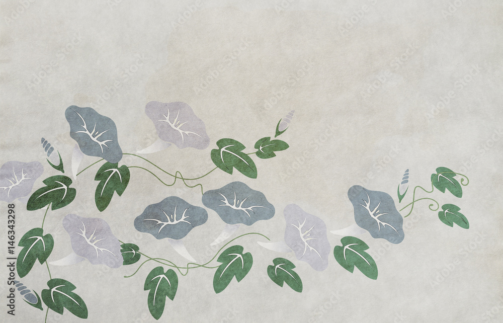 和風背景素材 朝顔 Stock イラスト Adobe Stock