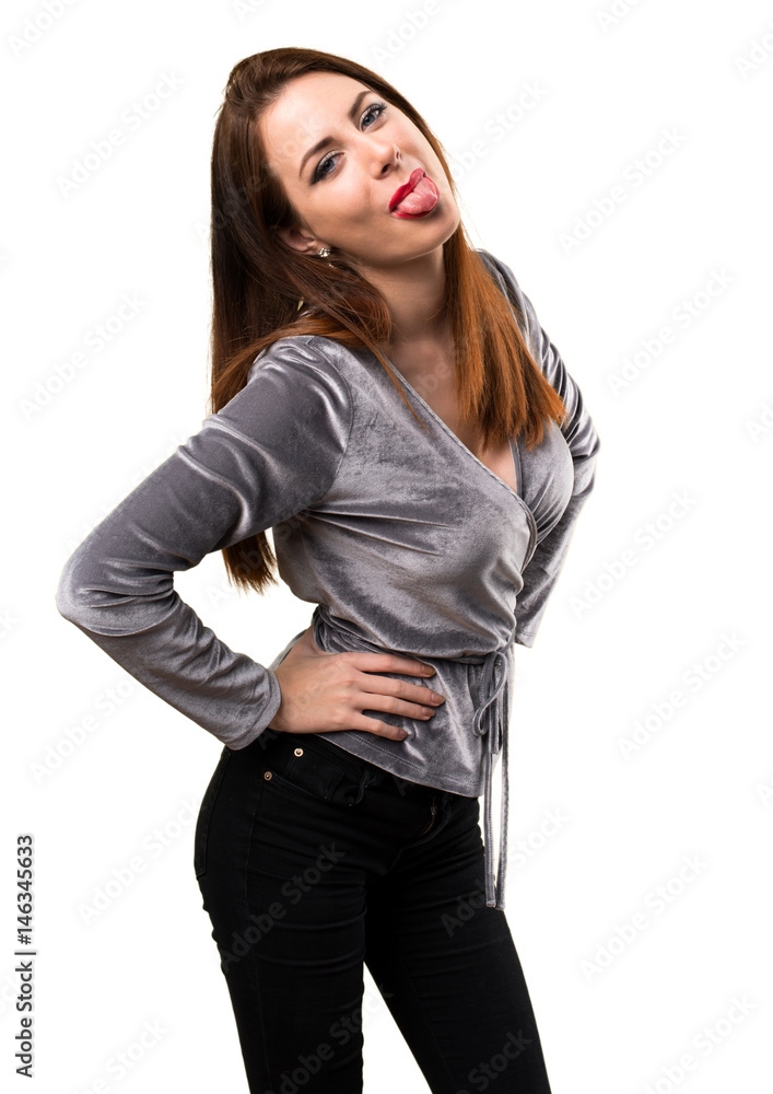 Obraz premium Beautiful young girl making a joke