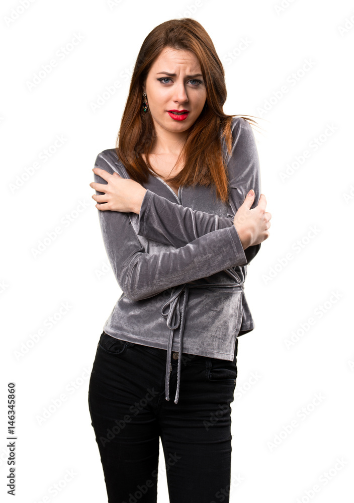 Fototapeta premium Beautiful young girl freezing