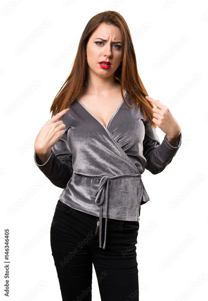 Beautiful young girl making surprise gesture Beautiful young girl making surprise gesture