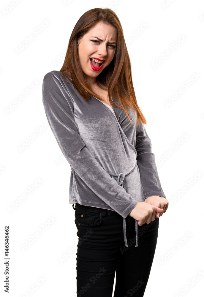 Beautiful young girl shouting Beautiful young girl shouting