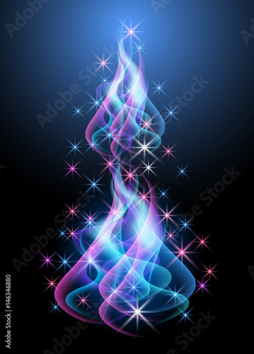 Mysterious precipitously flying smoking wave with stars