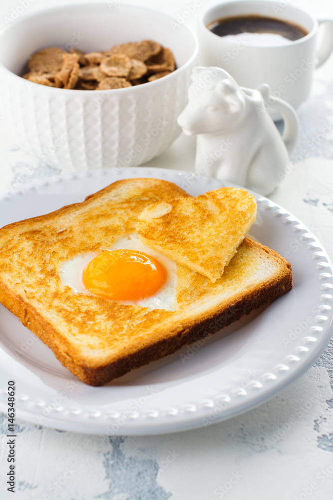 Toast with egg for Valentines day Toast with egg for Valentines day