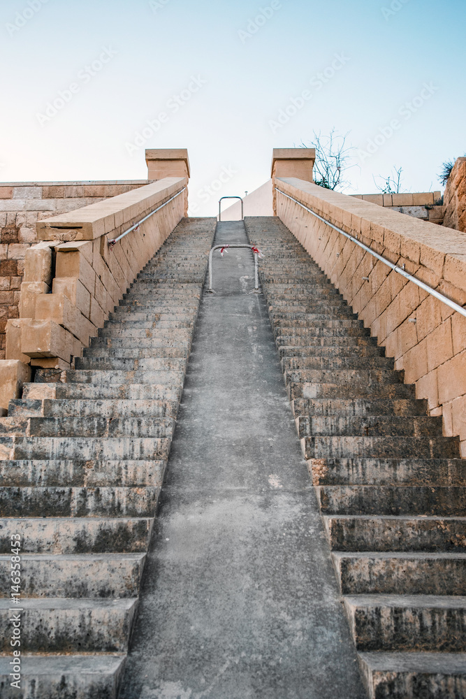 Long stairs at Tigne point, Sliema, Malta, EU