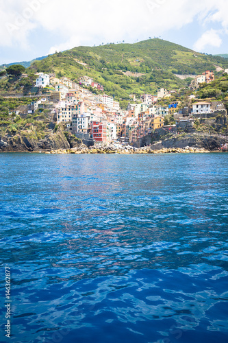 Riomaggiore in Cinque Terre, Italy - Summer 2016 - view from the sea