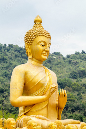 many Buddha statue buddha image used as amulets of Buddhism religion in Nakornnayok Thailand photo