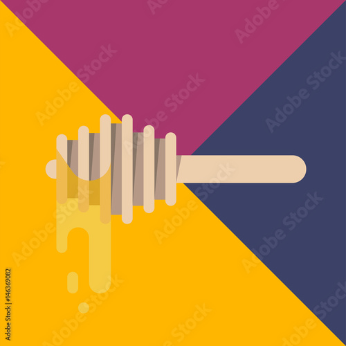 Honey vector illustration banner, honeycomb image, flat icon illustration with sweet tasty honey. Natural eco bio product made with bees for bio business.
