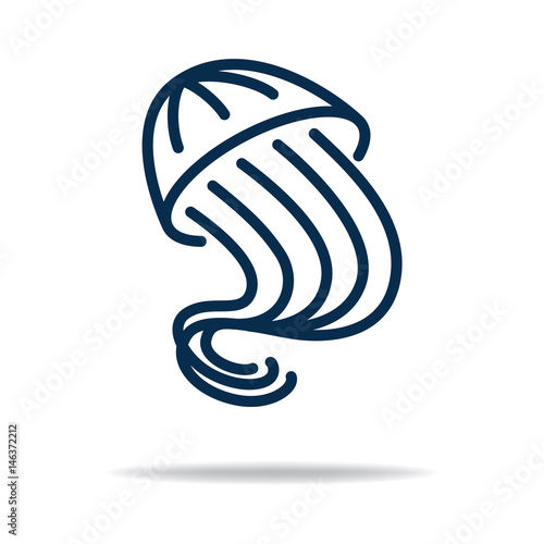 Sea danger animal predator jellyfish, drawing, stylized for logo or icon, minimalistic sign for design. photo