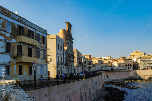 SYRACUSE, ITALY - October 06, 2012. Afternoon view of waterfront on the East side of the Ortigia island