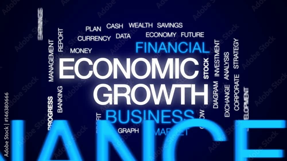 Economic growth animated word cloud, text design animation. Stock Video