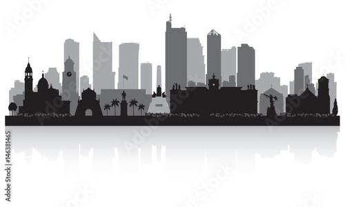 Manila Philippines city skyline silhouette photo