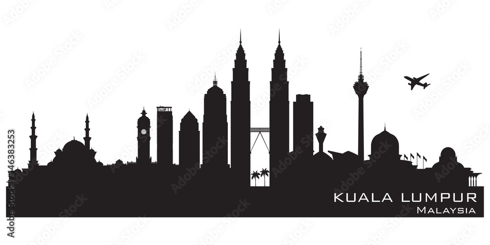 Kuala Lumpur Malaysia city skyline vector silhouette