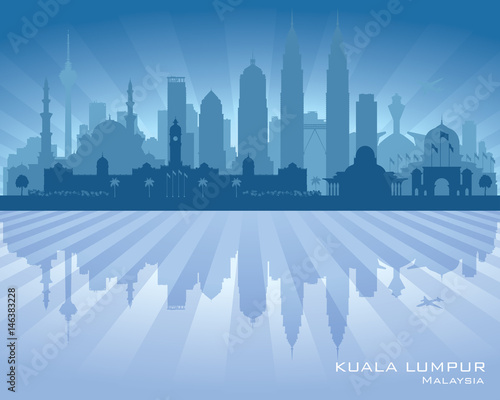 Photography Kuala Lumpur Malaysia city skyline vector silhouette