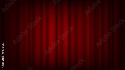 Red curtain in theatre, cinema or ceremony - vector illustration