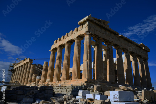 hus. bostäder vy från, akropolis, grekland, aten, pelare, antik photo